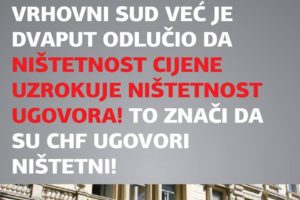 VRHOVNI SUD VEĆ JE DVAPUT ODLUČIO DA NIŠTETNOST CIJENE UZROKUJE NIŠTETNOST UGOVORA