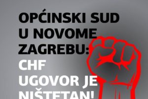NIŠTETAN JE CHF UGOVOR O KREDITU S LEASING KUĆOM, ODLUČIO JE OPĆINSKI SUD U NOVOME ZAGREBU