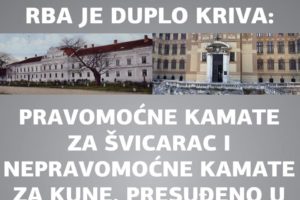 RBA BANKA MORA PO CHF KREDITU VRATITI 7.600 KUNA  TE PO KUNSKOME KREDITU 16.000,00 KUNA UZ PRIPADAJUĆE ZATEZNE KAMATE