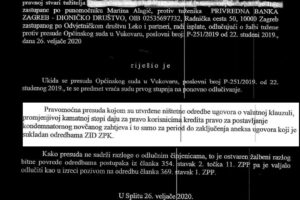 OPĆINSKI SUD U VUKOVARU, NAKON ZAHTJEVA ŽUPANIJSKOG SUDA U SPLITU ZA DODATNO OBRAZLOŽENJE PRAVA NA OBEŠTEĆENJE DO DANA KONVERZIJE, PRESUDIO JE PO DRUGI PUT PO ISTOME PREDMETU PRAVO POTROŠAČA NA PREPLAĆENE ANUITETE DO DANA KONVERZIJE CHF KREDITA