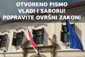 OTVORENO PISMO VLADI RH I HRVATSKOME SABORU