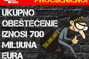 PROCIJENJENO UKUPNO OBEŠTEĆENJE IZNOSI 700 MILIJUNA EURA!